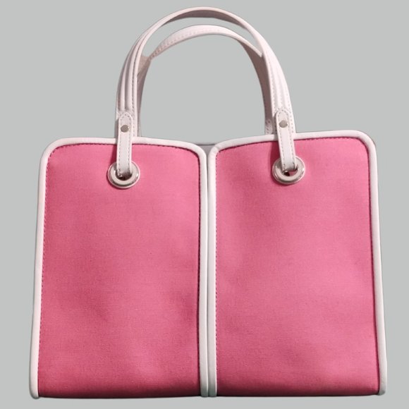 KATE SPADE HIBISCUS TEA SAM CANVAS PLUNGE MEDIUM SATCHEL - USED - Picture 2 of 7